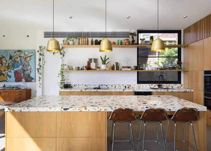 Mini Bar Dapur Keramik Motif Terrazzo